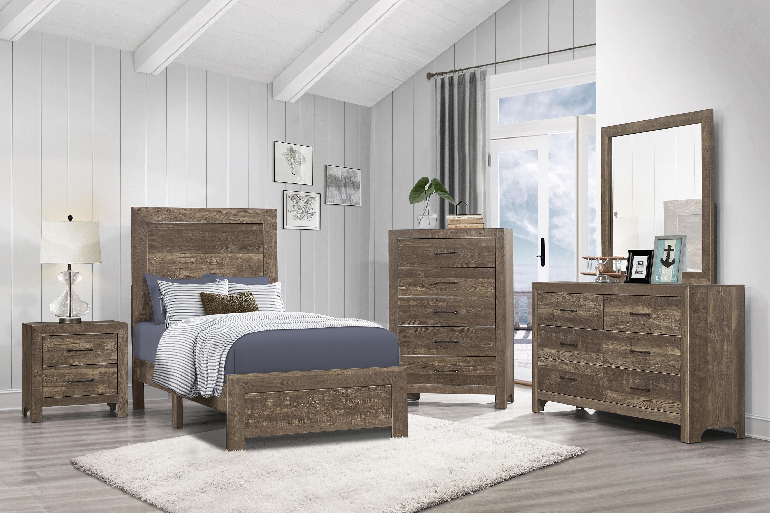 

    
Rustic Brown Wood Twin Bedroom Set 5pcs Homelegance 1534T-1 Corbin
