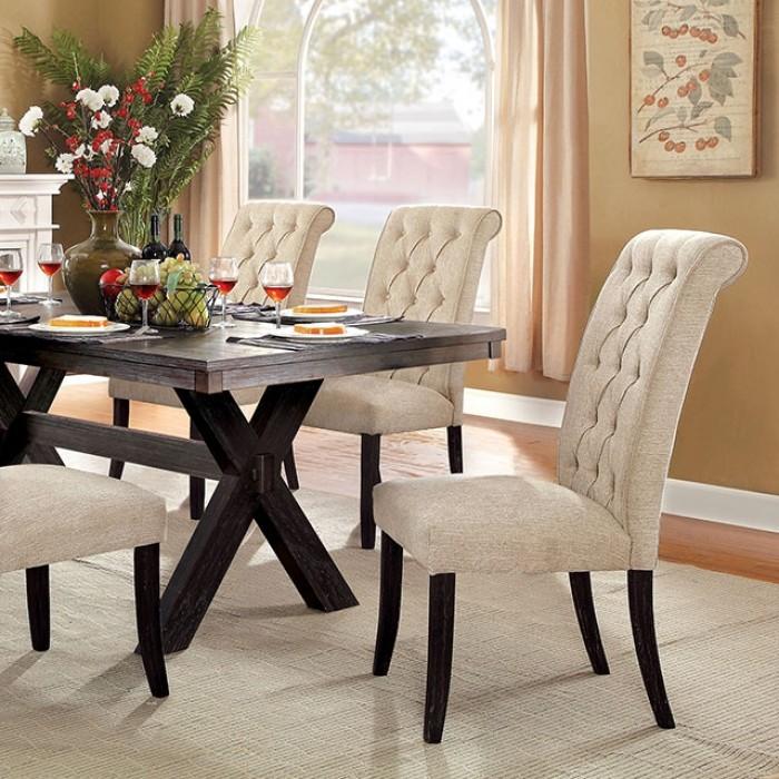

    
Rustic Brushed Black/Warm Gray Solid Wood Dining Table Furniture of America Xanthe CM3172T
