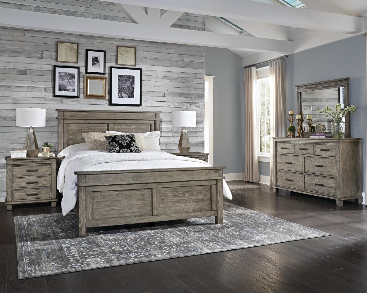 

    
Rustic Cal King Panel Bedrom Set 4Ps Greystone GLPGR5230 A-America Glacier Point
