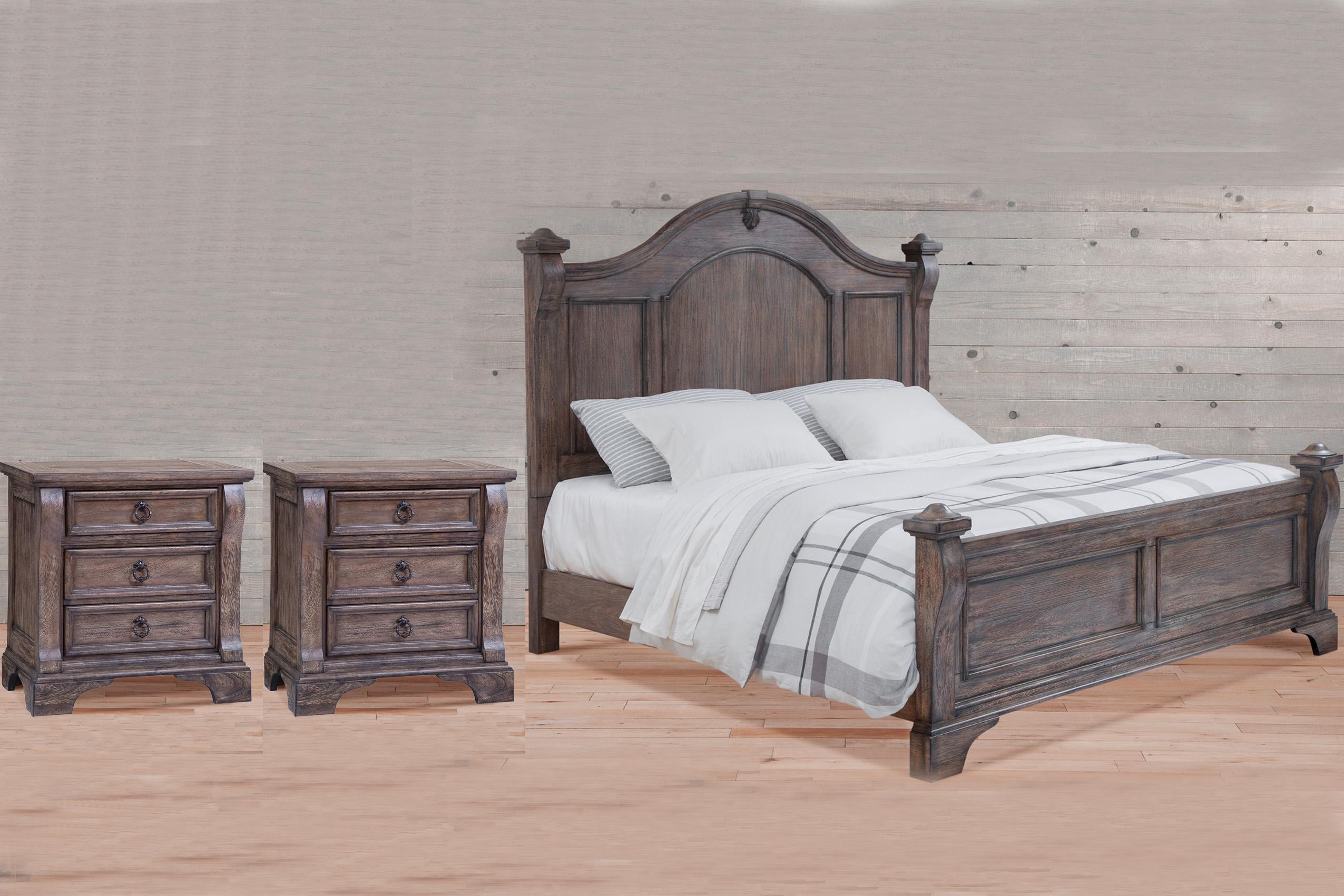 Classic, Traditional, Cottage Poster Bedroom Set HEIRLOOM 2975-66POS 2975-66POS-2N-3PC in Charcoal 