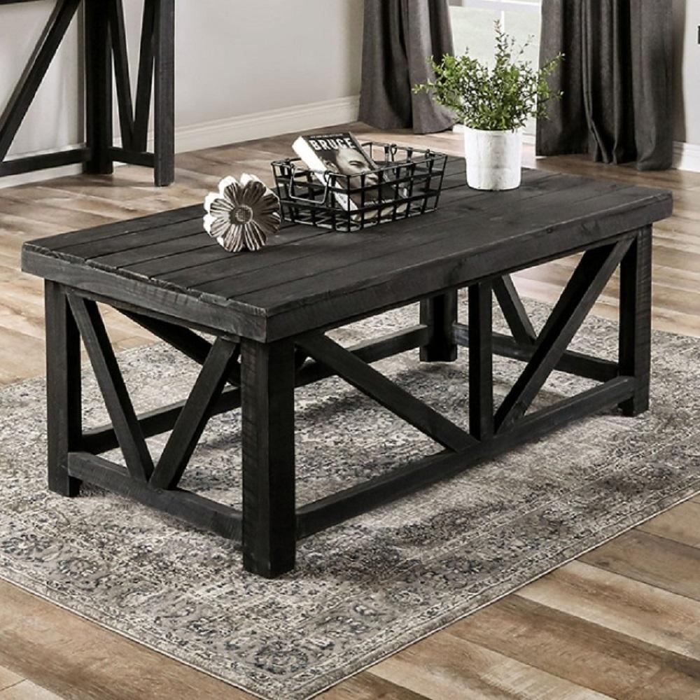 

    
Rustic Charcoal Solid Wood Brazilian Pine Coffee Table Furniture of America EM4001DG-C Halton Hills

