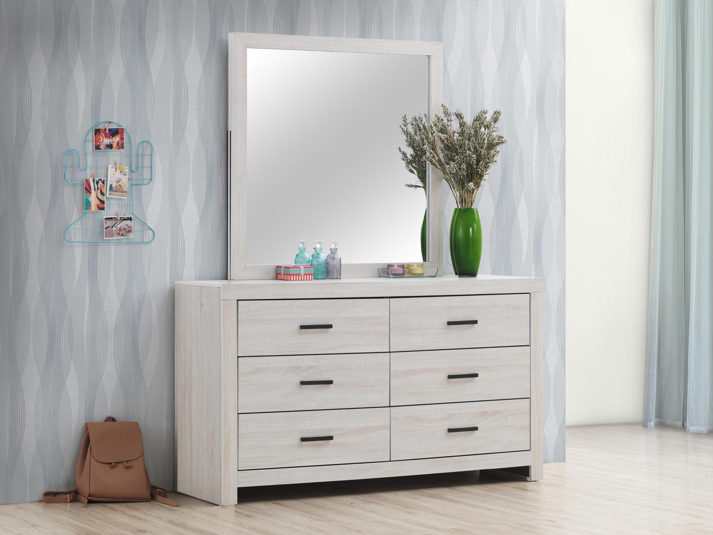 

    
Rustic Coastal White Wood Dresser w/Mirror Coaster 207053 Marion
