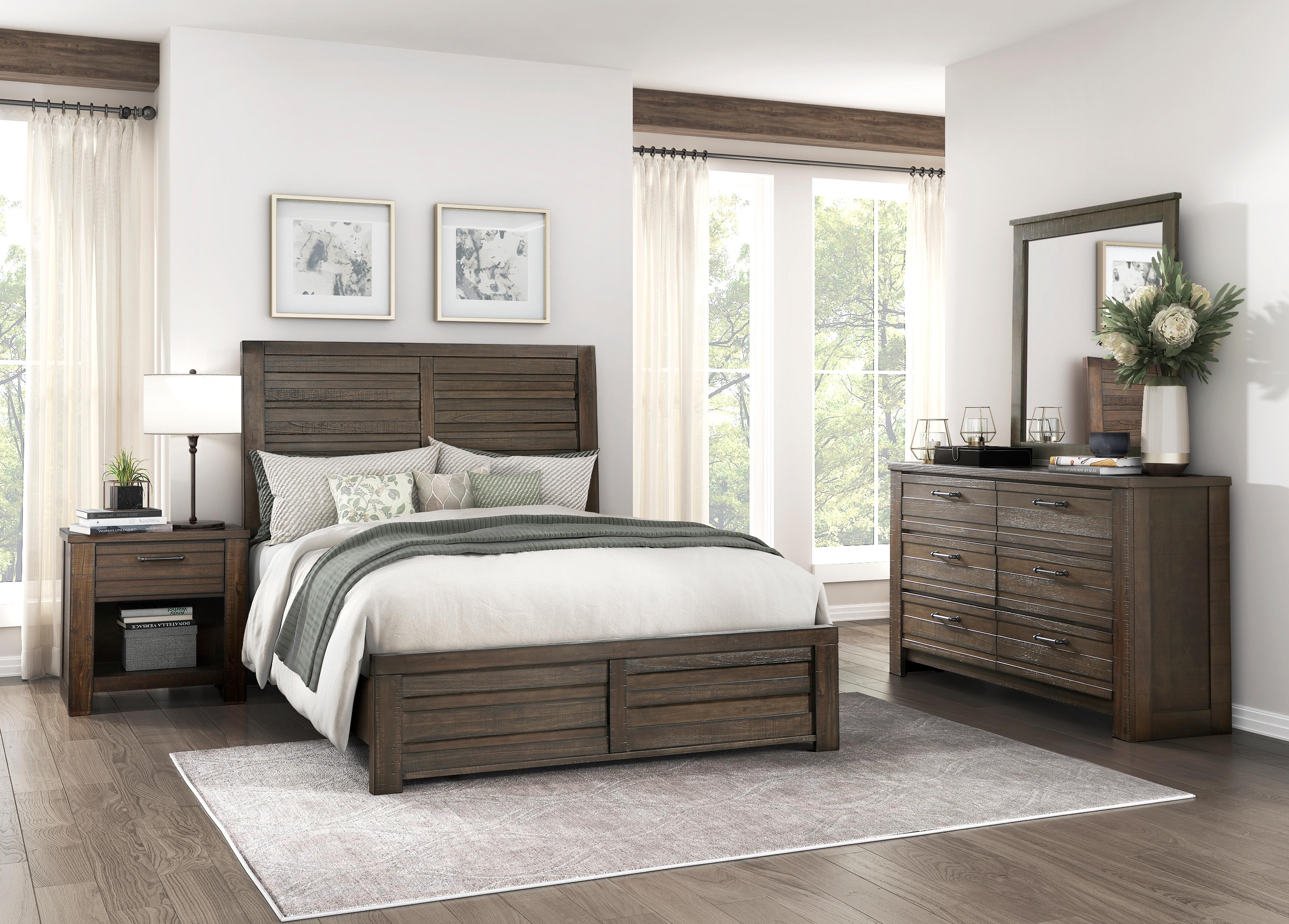 

    
Rustic Dark Brown Wood California King Panel Bedroom Set 3PCS Homelegance Longview 1498DBK-1CK-3PCS
