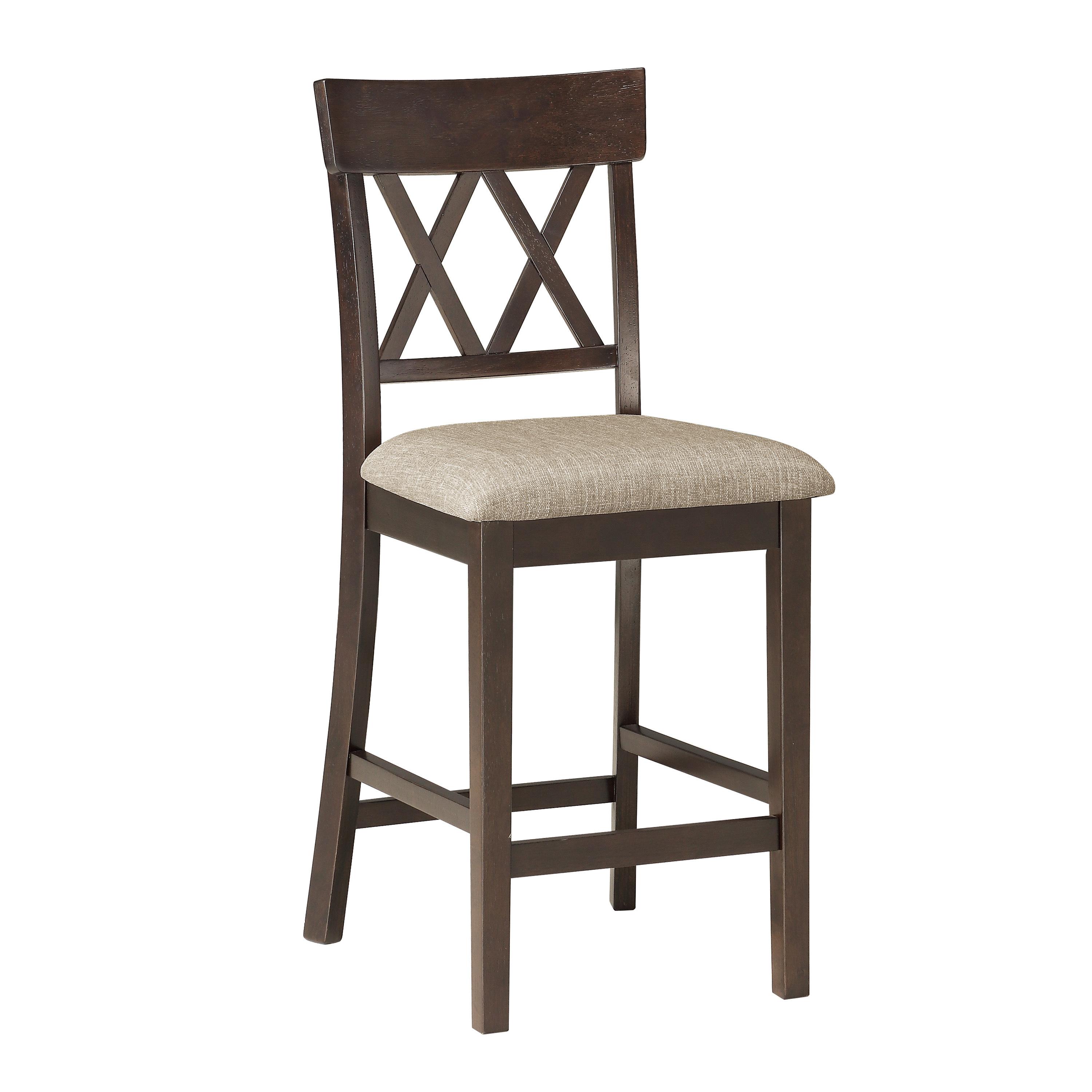Rustic Counter Height Chair 5716-24S2 Balin 5716-24S2 in Dark Brown Polyester