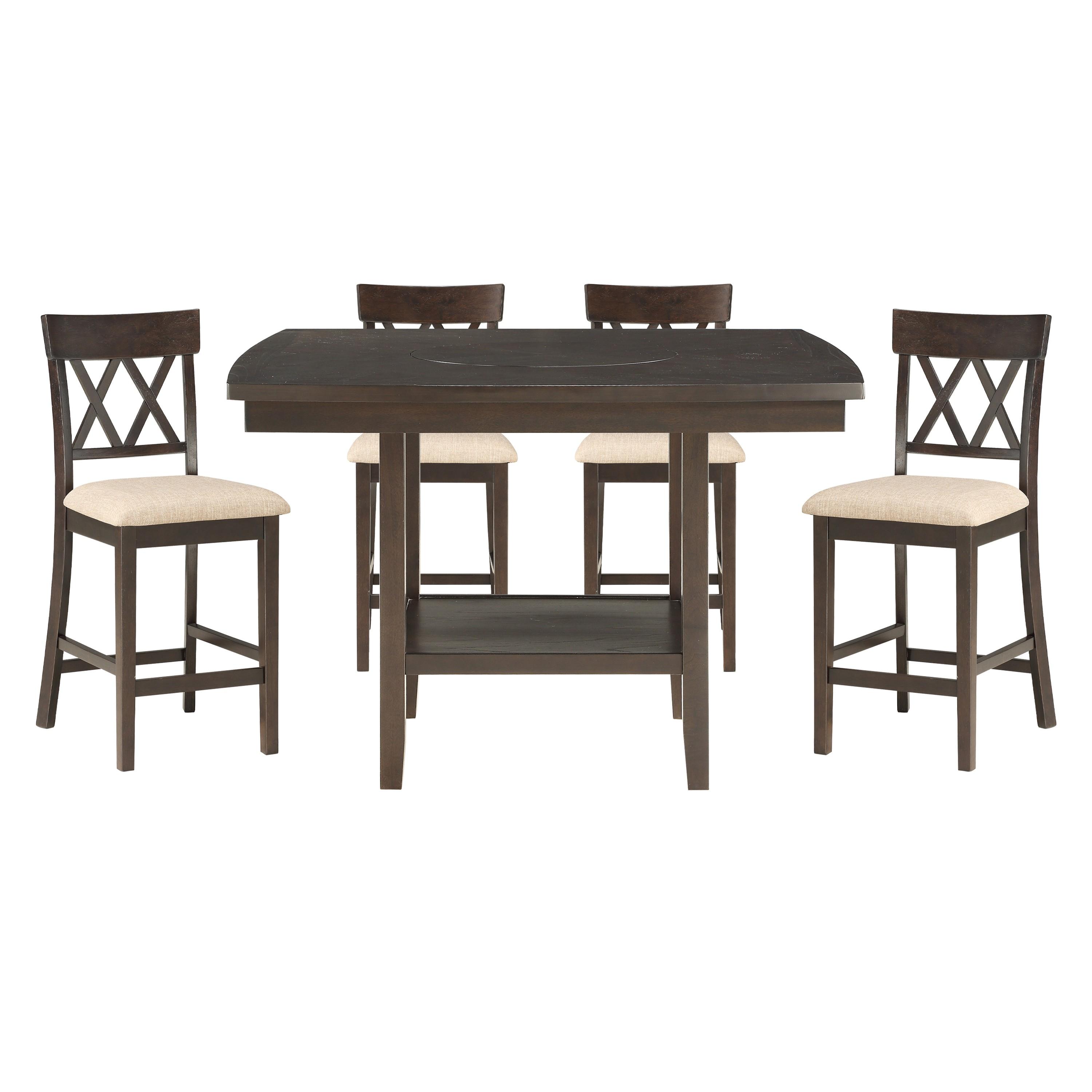 Rustic Counter Height Set 5716-36-S2*5PC Balin 5716-36-S2*5PC in Dark Brown Polyester