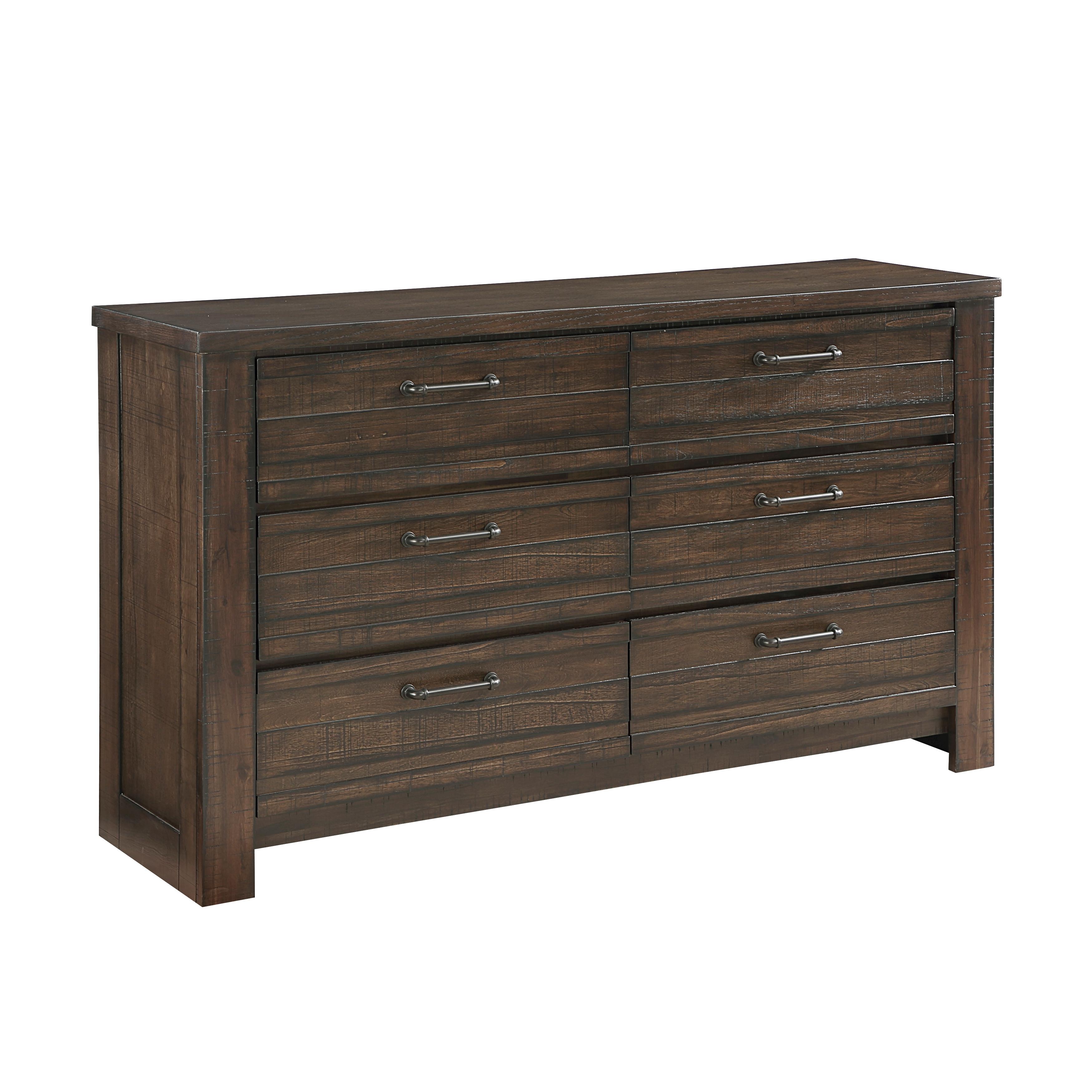 

    
Rustic Dark Brown Wood Dresser With Mirror Set 2PCS Homelegance Longview 1498DB-5-D-2PCS

