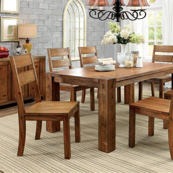 

    
Rustic Dark Oak Solid Wood Dining Room Set 5pcs Furniture of America Frontier

