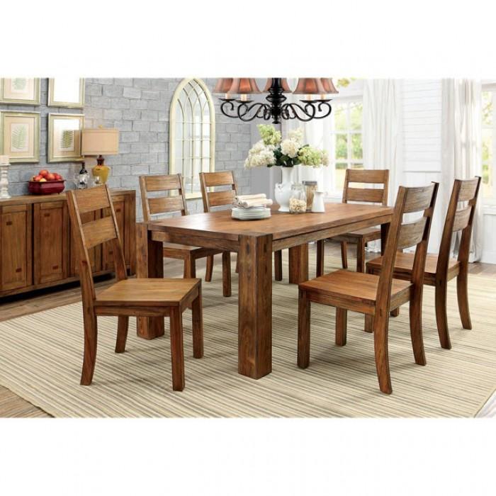 

    
Rustic Dark Oak Solid Wood Dining Room Set 7pcs Furniture of America Frontier
