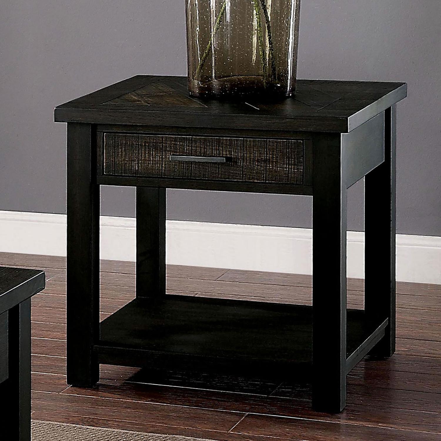 

    
Rustic Dark Oak Solid Wood End Table Set 2pcs Furniture of America Rhymney
