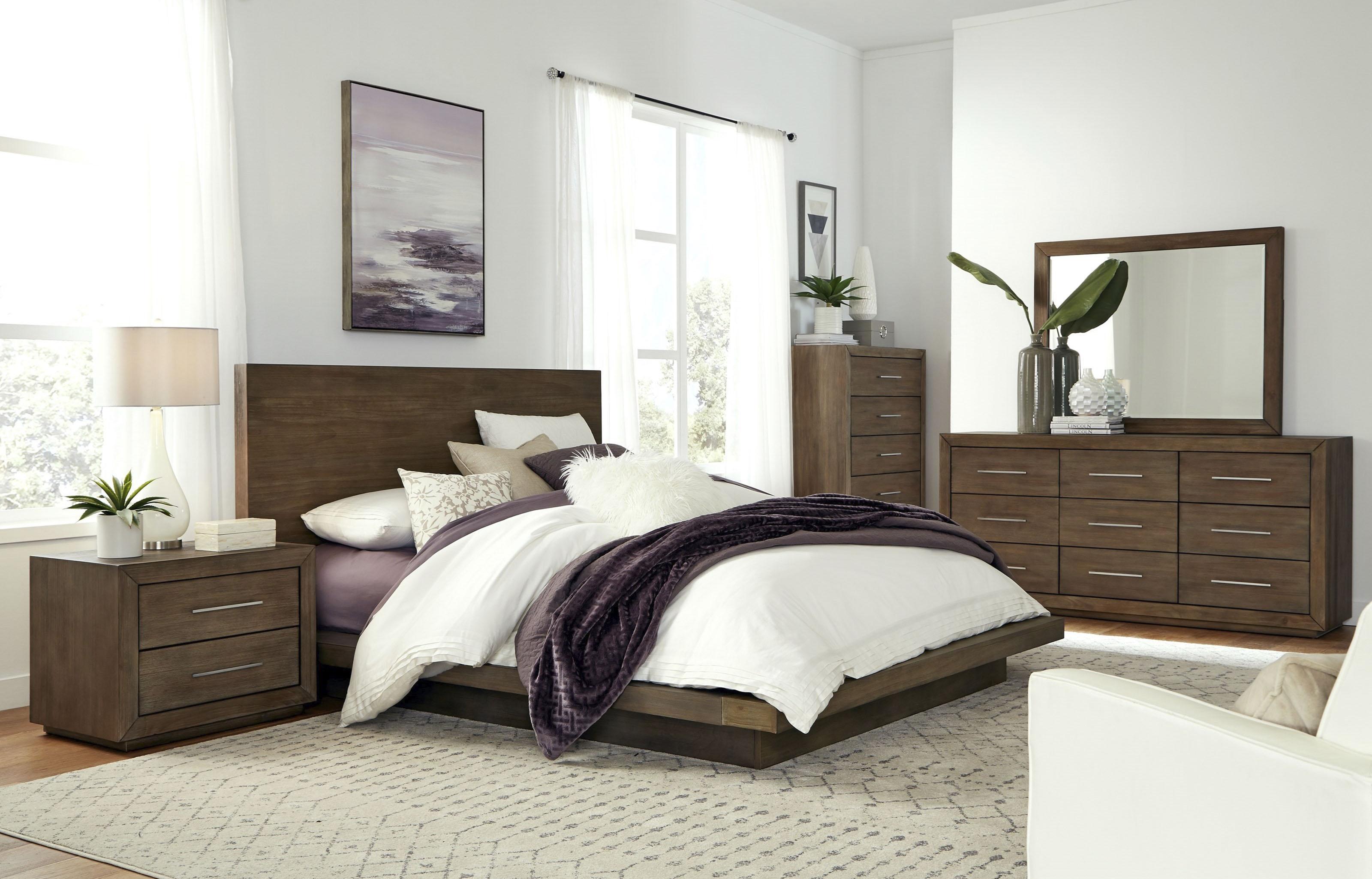 

    
Rustic Dark Pine King Platform Bedroom Set 4Pcs MELBOURNE by Modus Furniture
