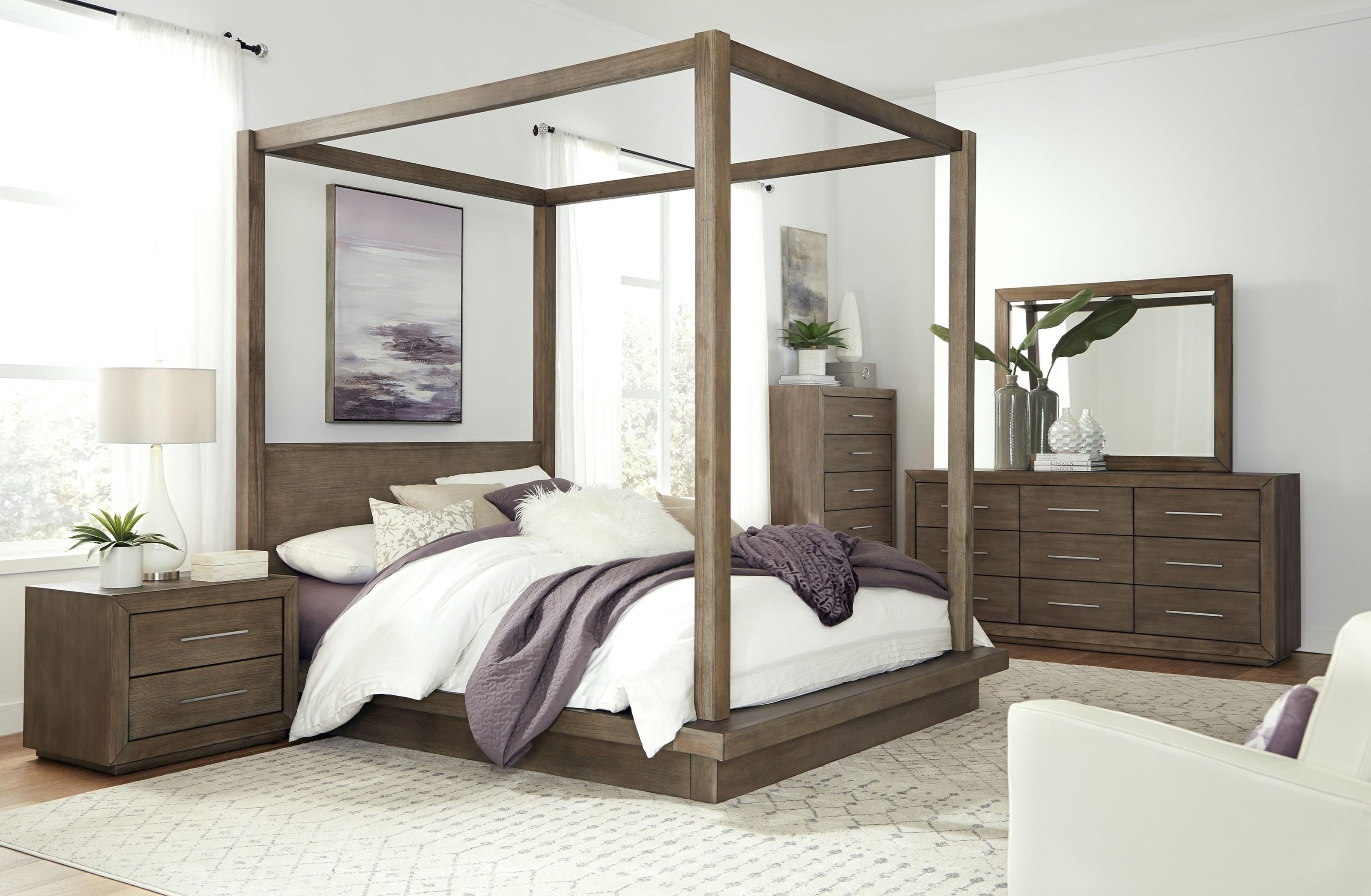 

    
Rustic Dark Pine King CANOPY Bedroom Set 4Pcs MELBOURNE by Modus Furniture
