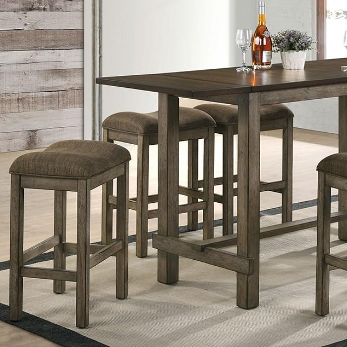 

    
Rustic Dark Walnut & Chestnut Solid Wood Counter Dining Set 5pcs Furniture of America Gumboro
