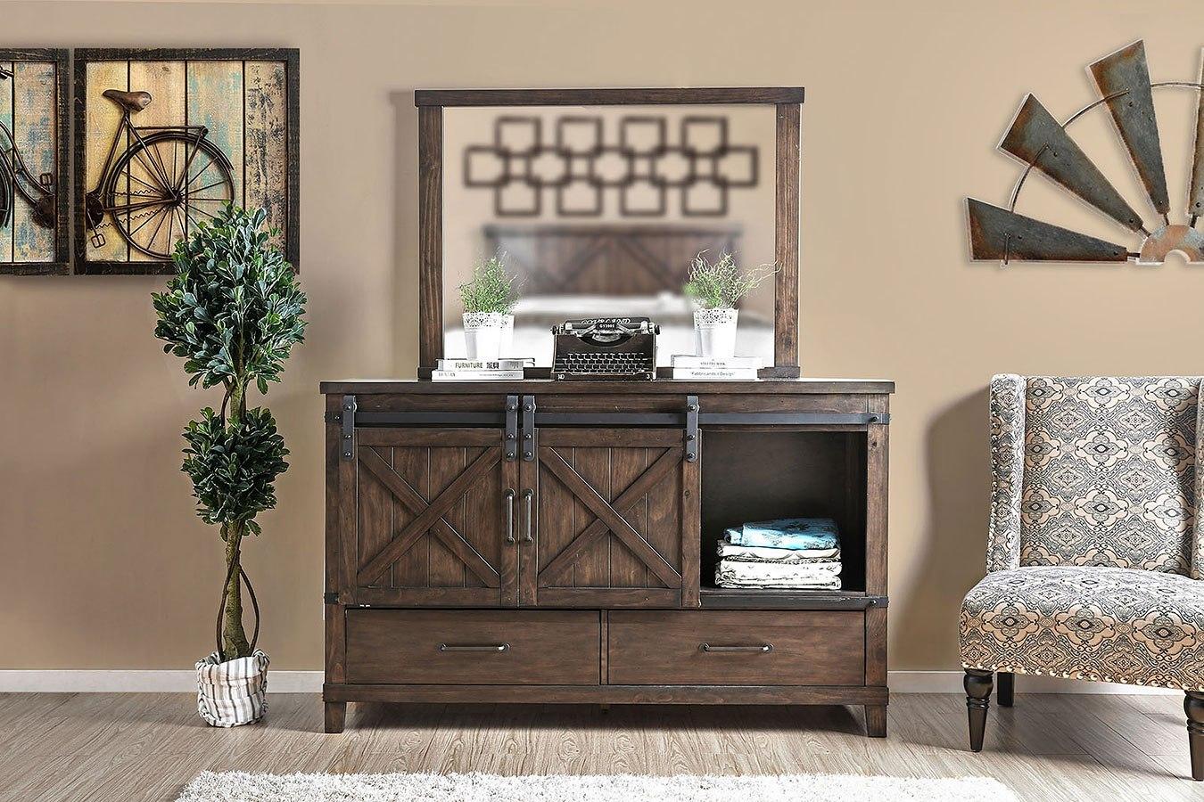 

                    
Buy Rustic Dark Walnut Solid Wood CAL Bedroom Set 6pcs Furniture of America CM7734 Bianca
