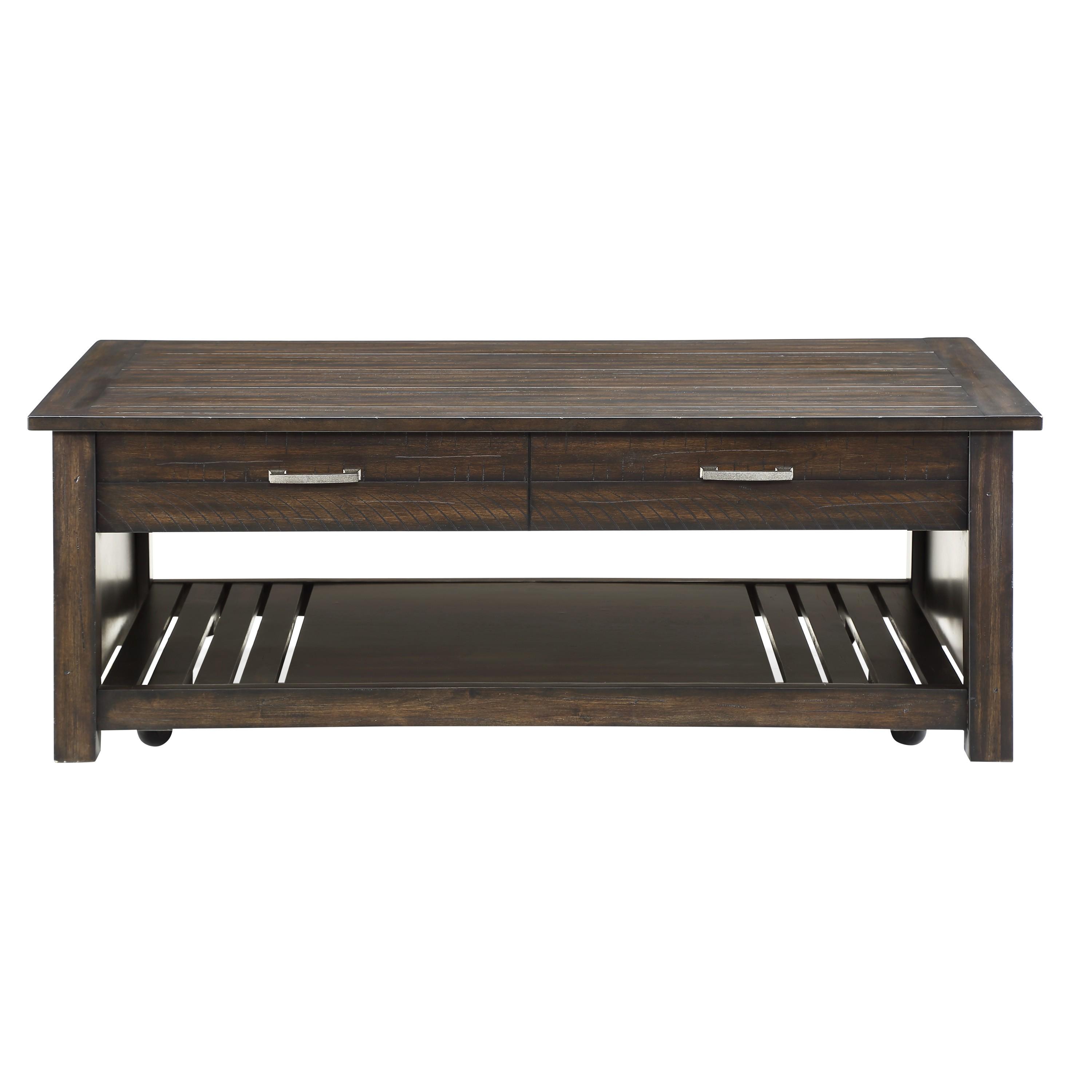 Rustic Cocktail Table 3674-30 Traine 3674-30 in Dark Brown 