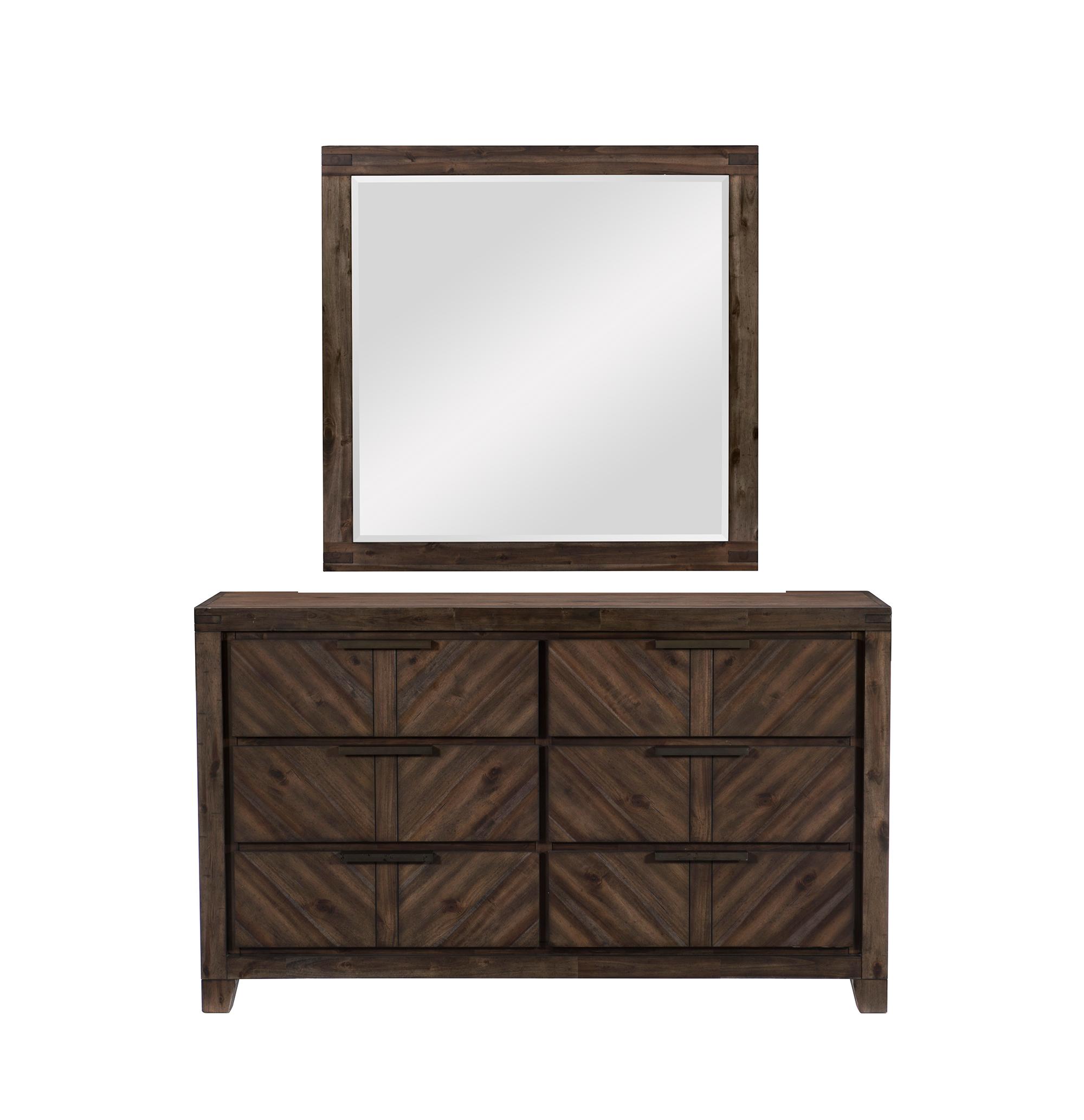Rustic Dresser w/Mirror 1648-5*6-2PC Parnell 1648-5*6-2PC in Espresso 