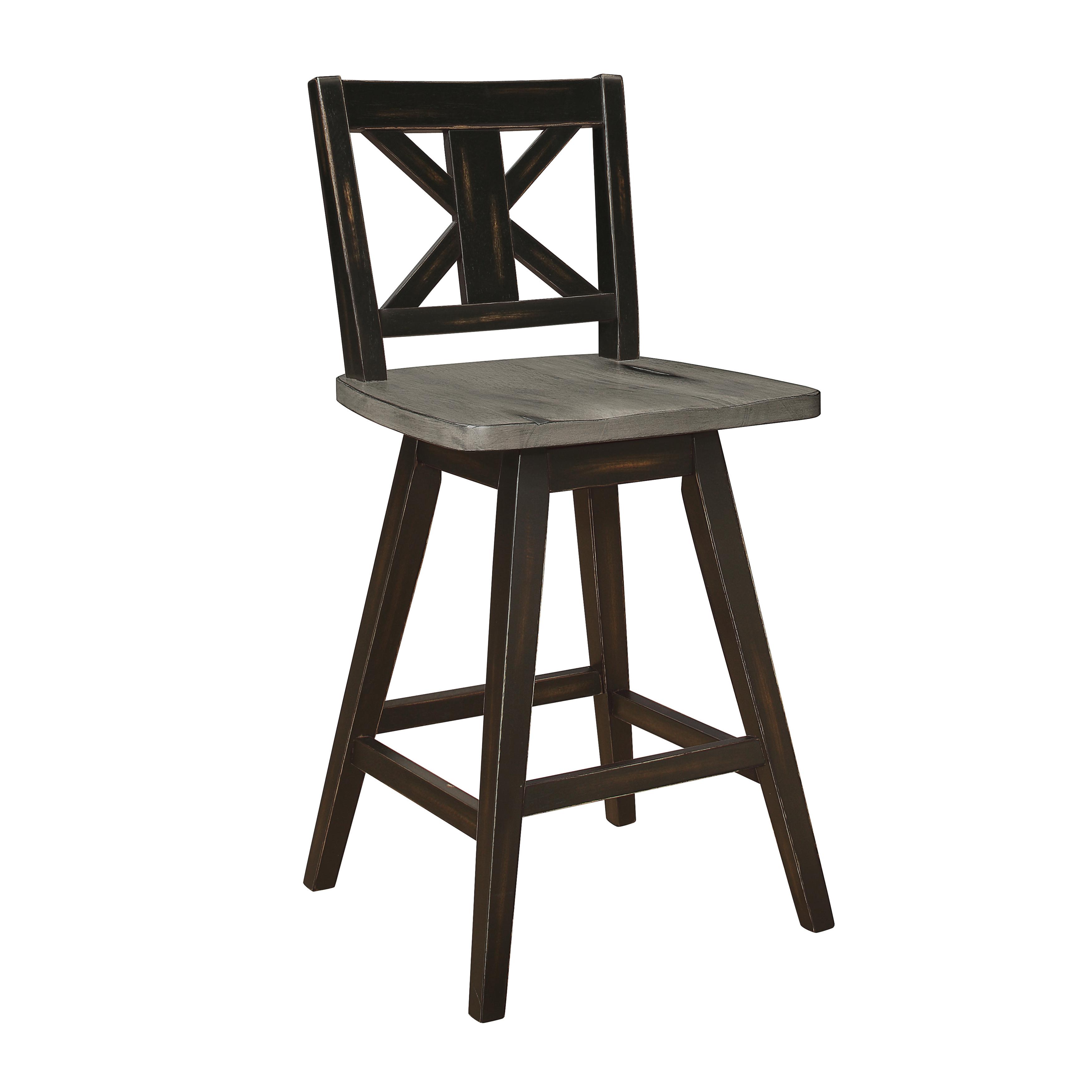 Rustic Counter Height Chair 5602-24BK Amsonia 5602-24BK in Gray, Black 