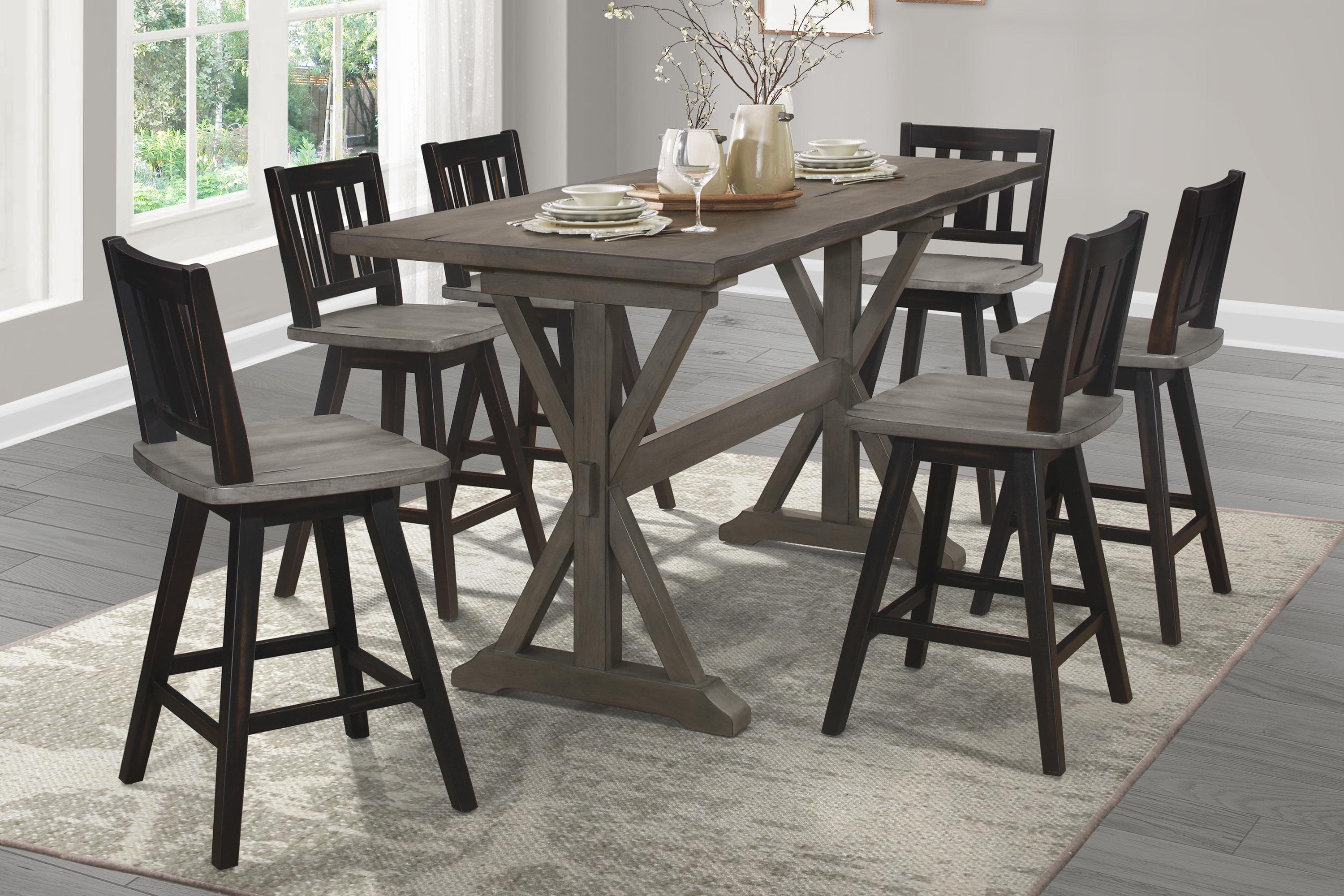 

    
Rustic Distressed Gray & Black Solid Wood 24" Dining Room Set 5pcs Homelegance 5602-36-5PC Amsonia
