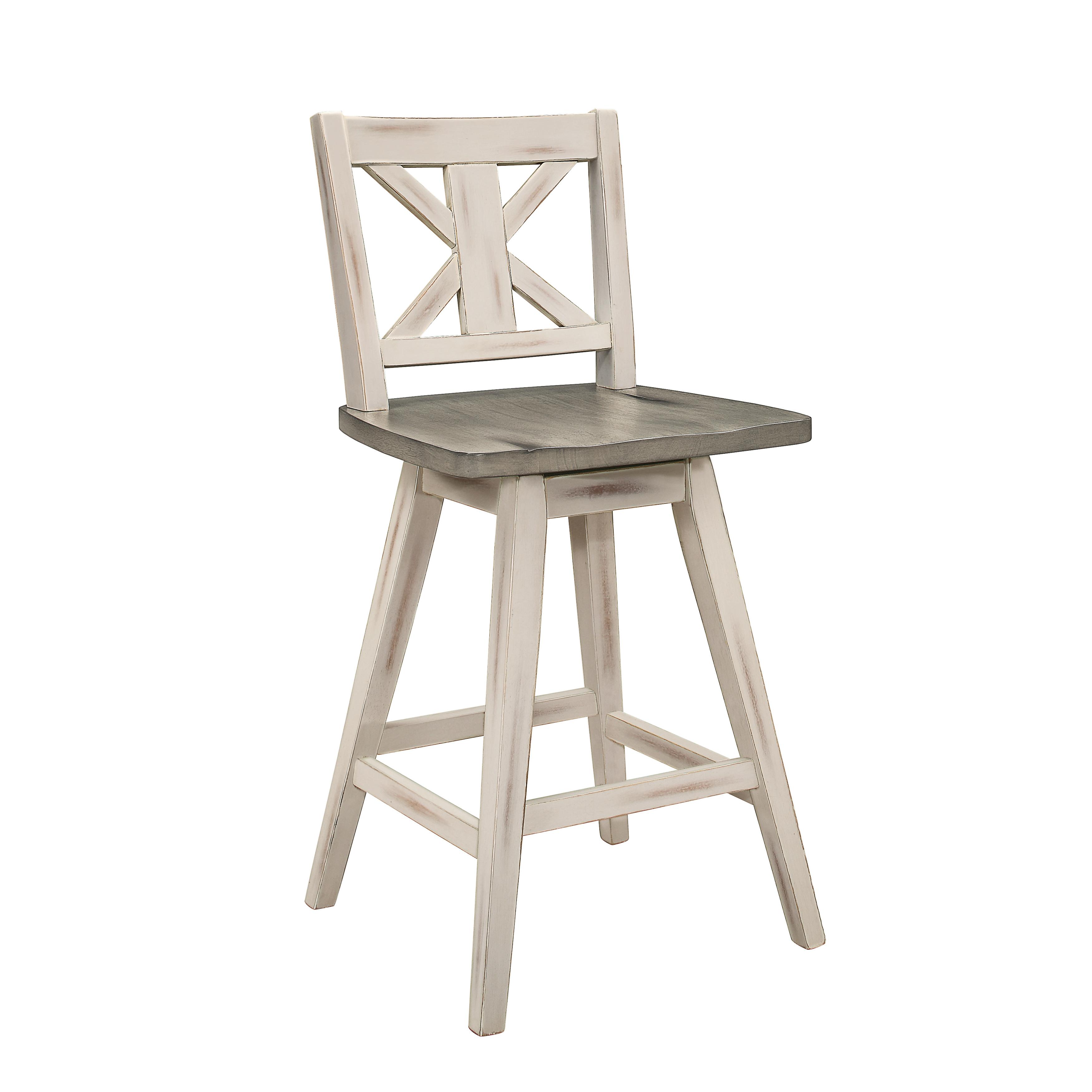 Rustic Counter Height Chair 5602-24WT Amsonia 5602-24WT in White, Gray 