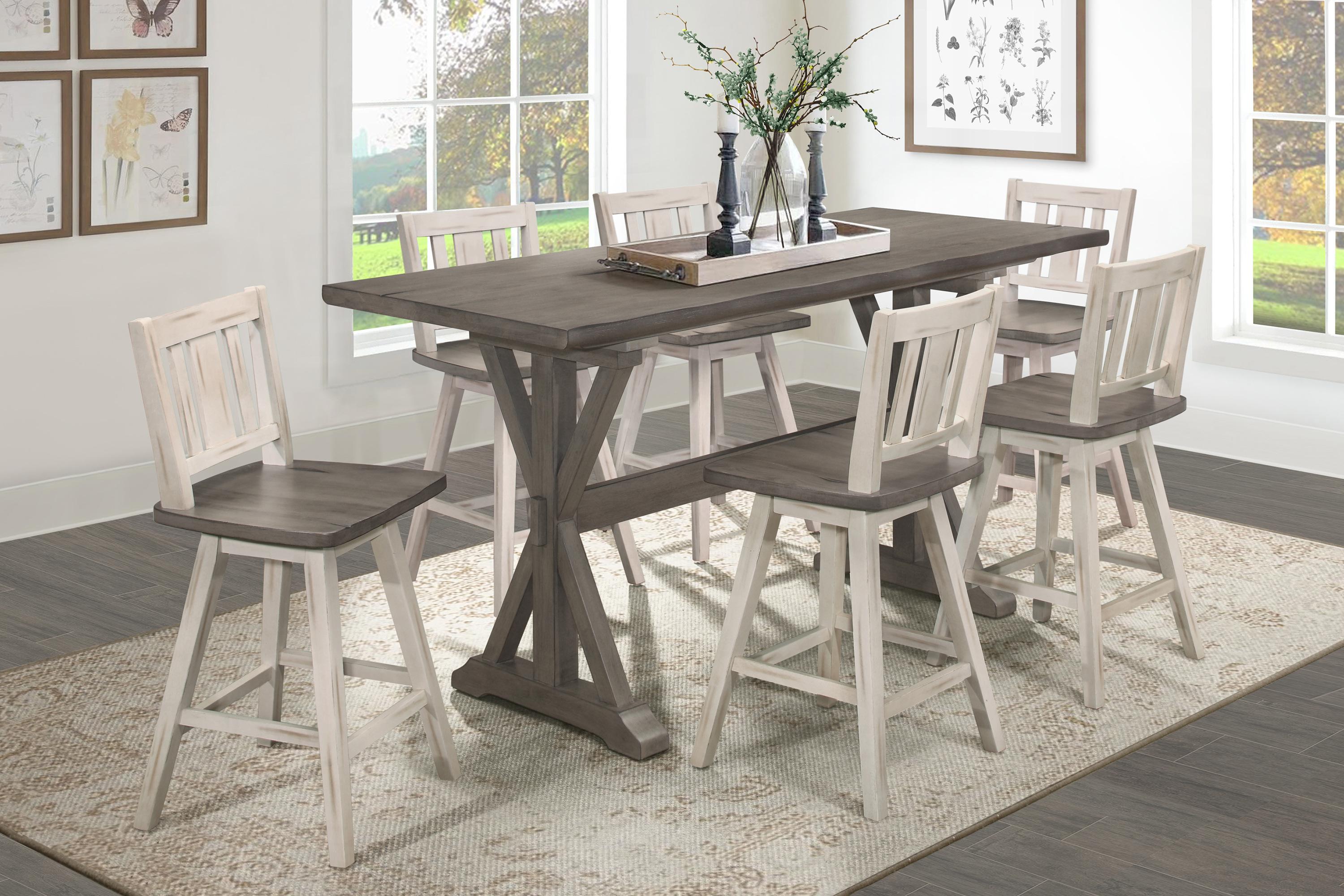 

    
Rustic Distressed Gray & White Solid Wood 24" Dining Room Set 7pcs Homelegance 5602-36-7PC Amsonia
