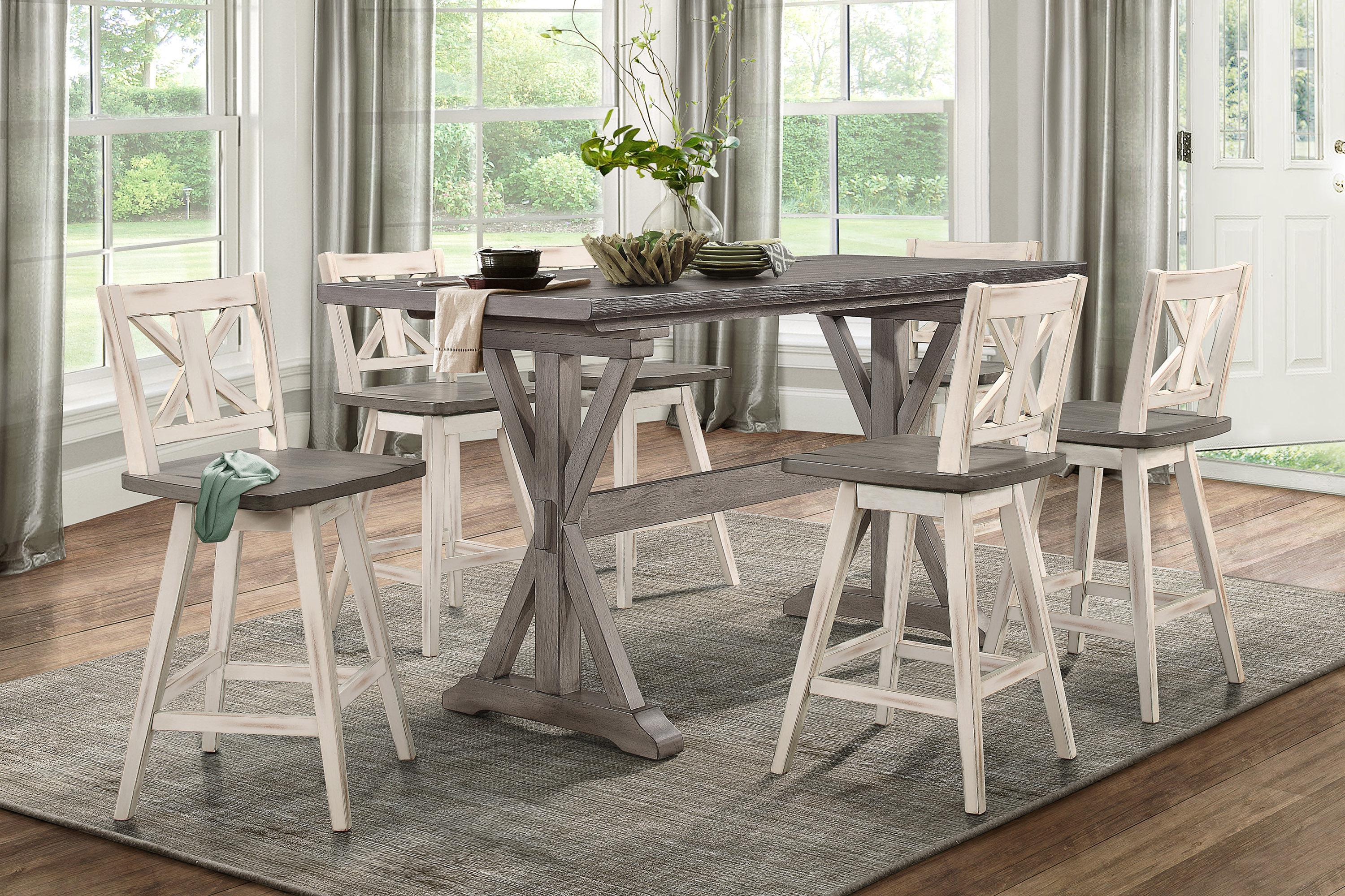 

    
Rustic Distressed Gray & White Solid Wood 29" Dining Room Set 5pcs Homelegance 5602-36-5PC Amsonia
