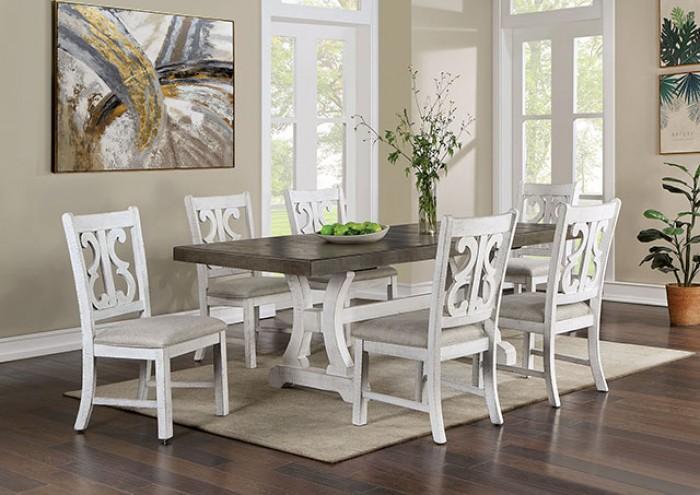

    
Rustic Distressed White & Gray Solid Wood Dining Table Furniture of America CM3417GY-T Auletta
