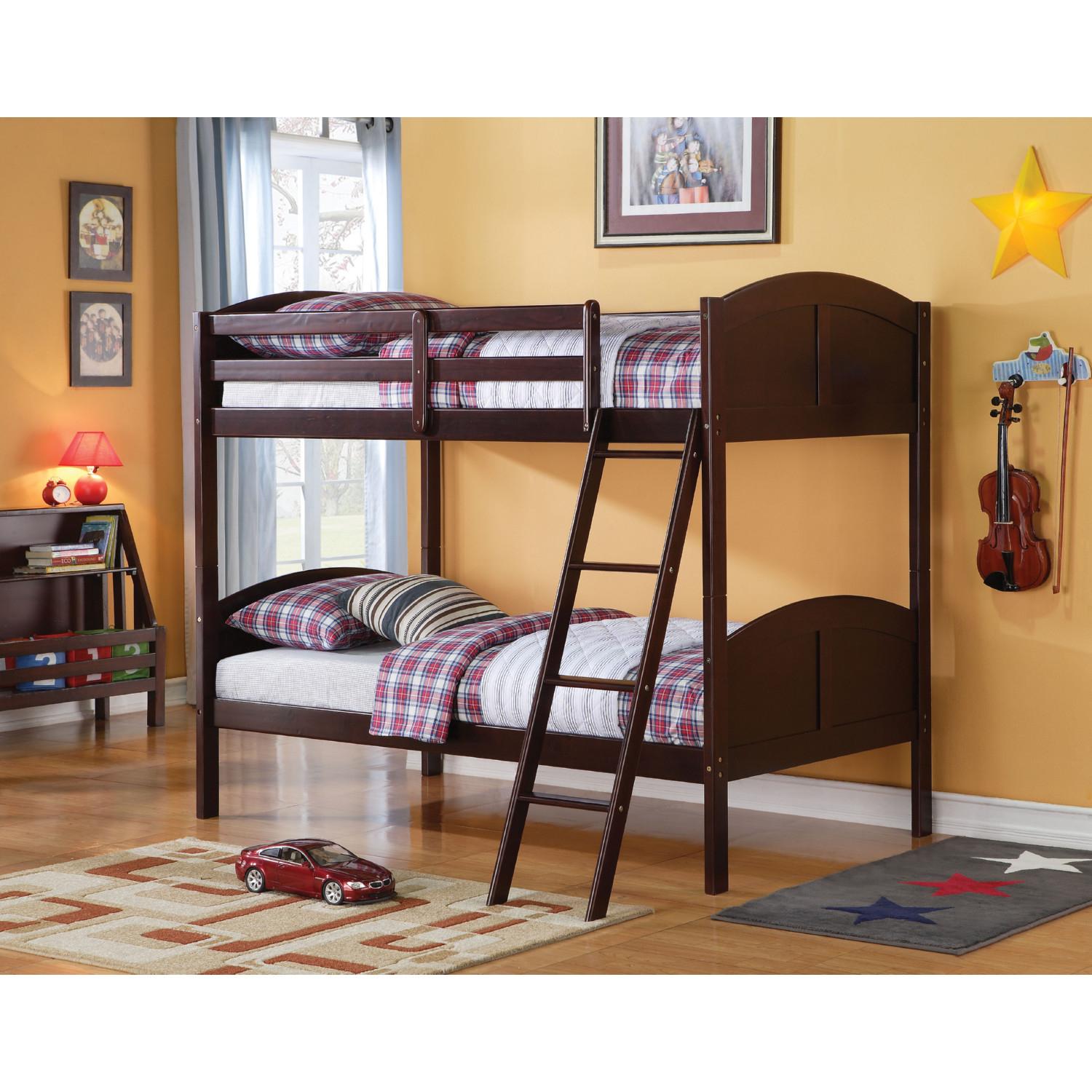 

    
Rustic Espresso Twin/Twin Bunk Bed by Acme Toshi 37010
