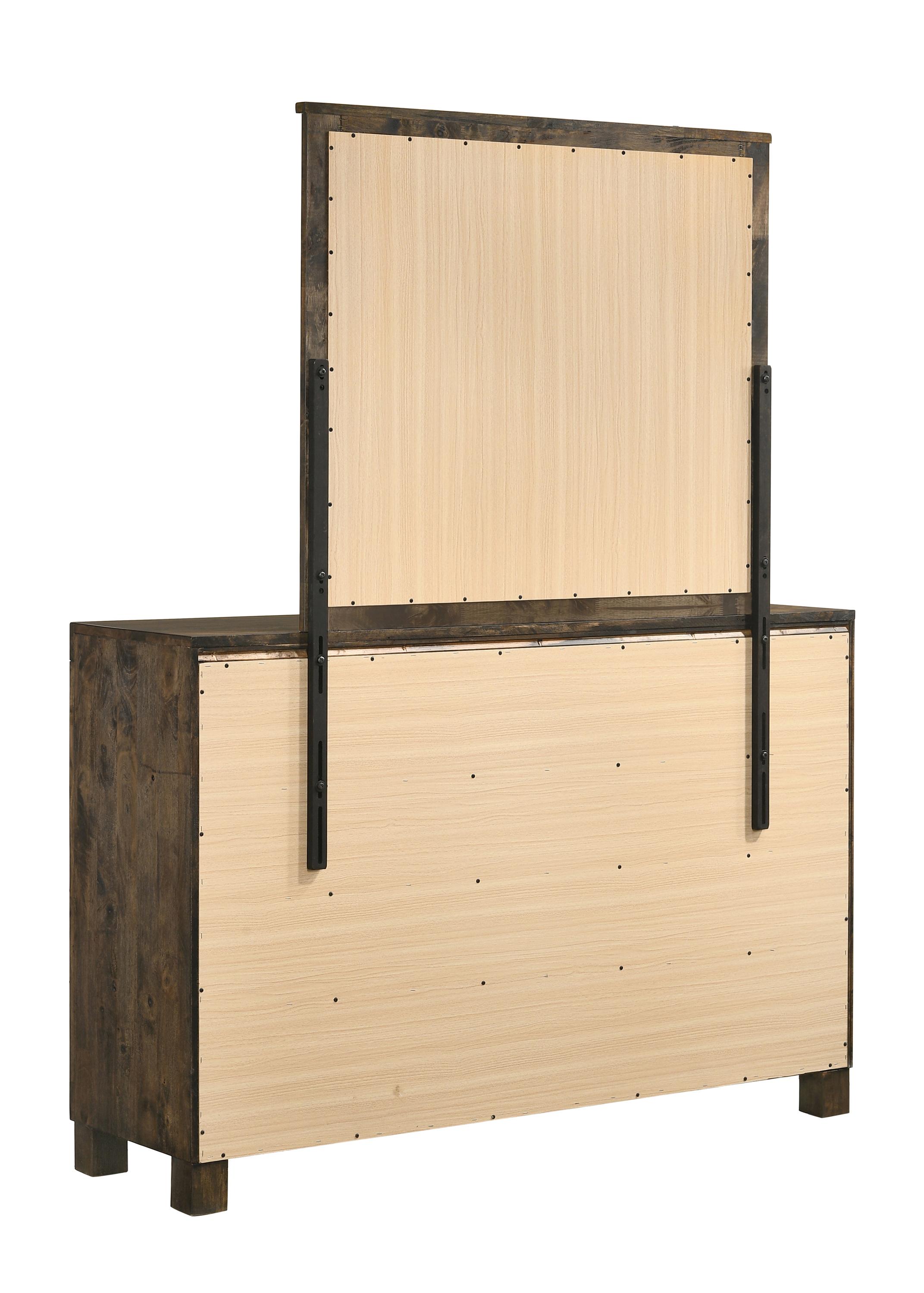 

    
Rustic Golden Brown Solid Hardwood Dresser w/Mirror Coaster 222633 Woodmont
