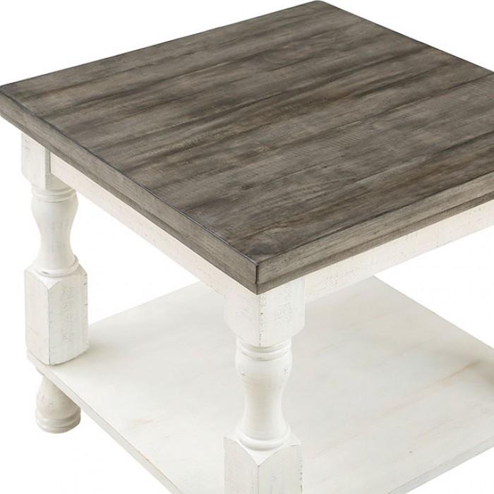

    
Rustic Gray & Antique White Solid Wood End Table Set 2pcs Furniture of America Calandra
