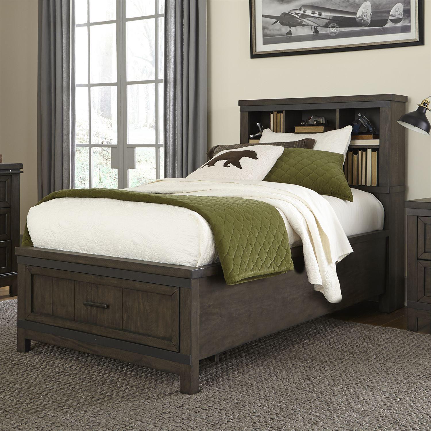 

    
Rustic Gray Bookcase Full Bed Thornwood Hills 759-YBR-FBB Liberty Furniture
