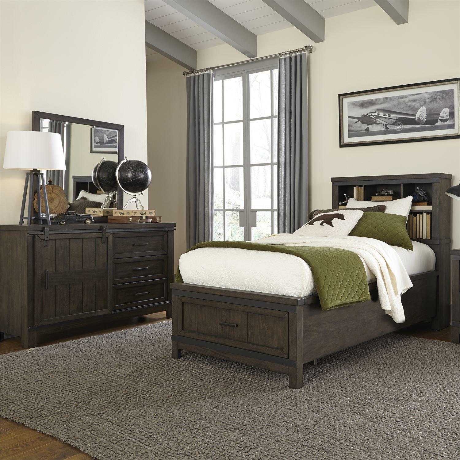 

    
Rustic Gray Full Bookcase Bed Set 3 Thornwood Hills (759-YBR) Liberty Furniture
