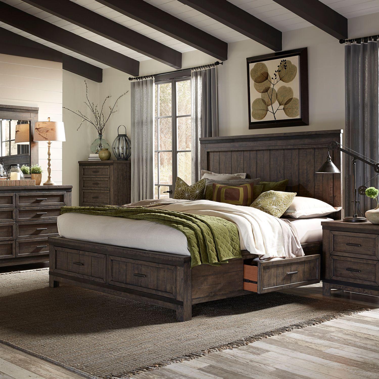 

    
Rustic Gray King 2Storage Bed Set 4 PC Thornwood Hills 759-BR Liberty Furniture
