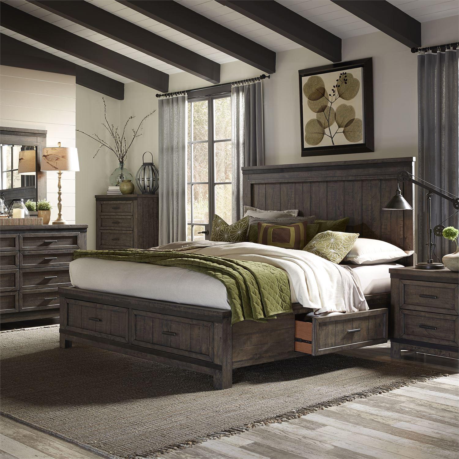 

    
Rustic Gray King 2Storage Bed Set 5 PC Thornwood Hills 759-BR Liberty Furniture
