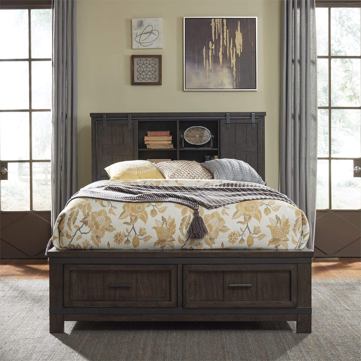 

    
Rustic Gray King Bookcase Bed Set 4 Pc Thornwood Hills 759-BR Liberty Furniture
