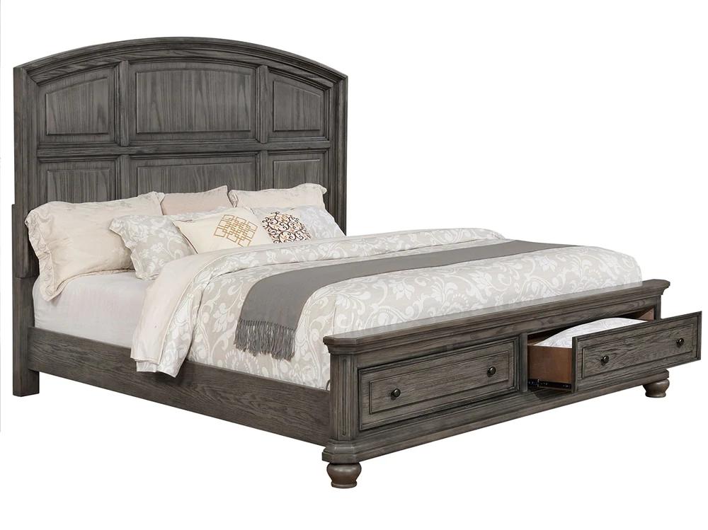 Traditional, Farmhouse Panel Bed Lavonia B1885-K-Bed in Gray 
