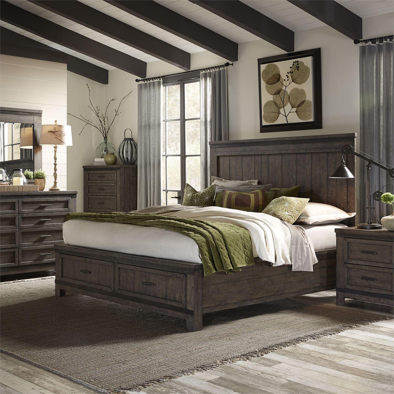 

    
Rustic Gray King Storage Bed Set 4 PCS Thornwood Hills 759-BR Liberty Furniture
