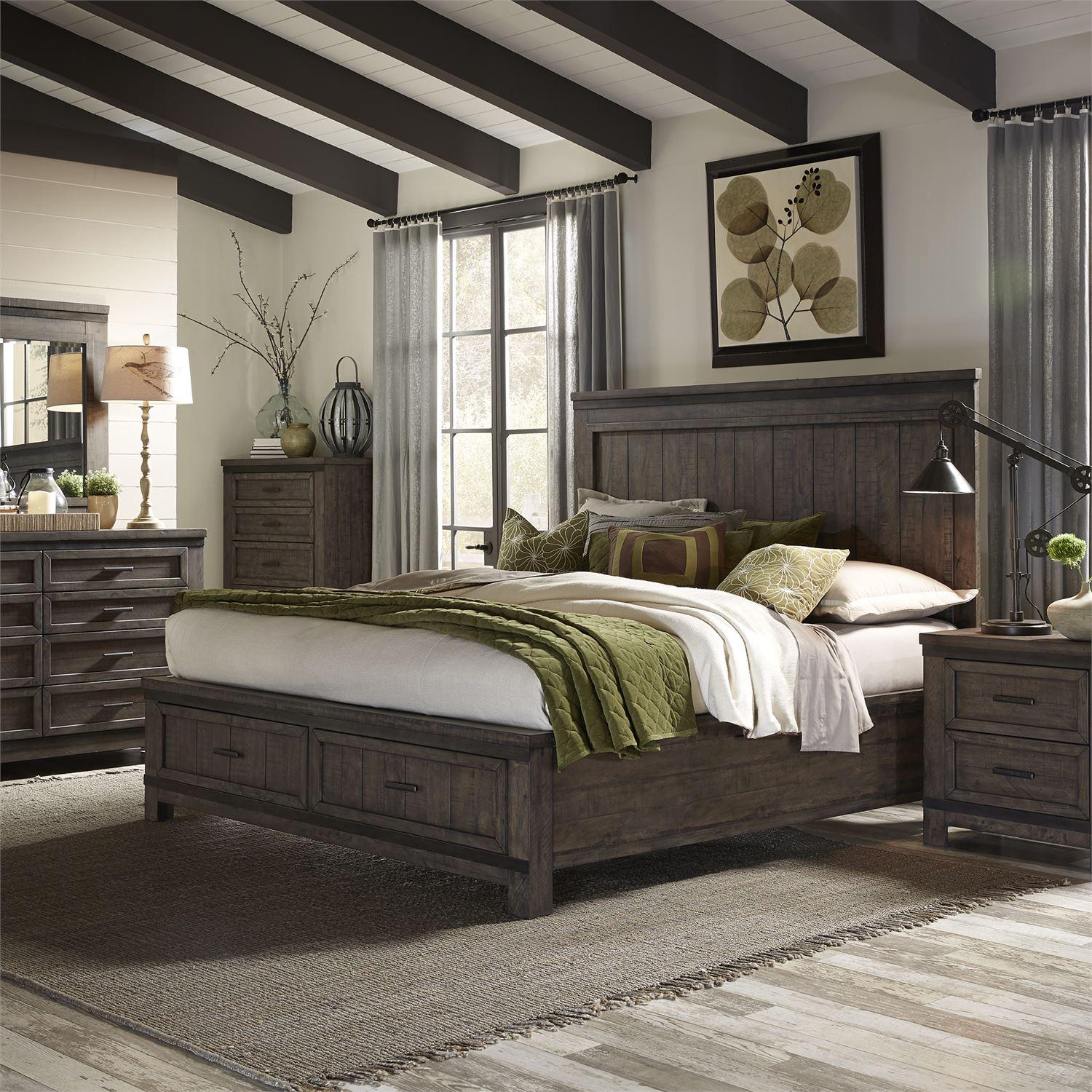 

    
Rustic Gray King Storage Bed Set 5 PCS Thornwood Hills 759-BR Liberty Furniture
