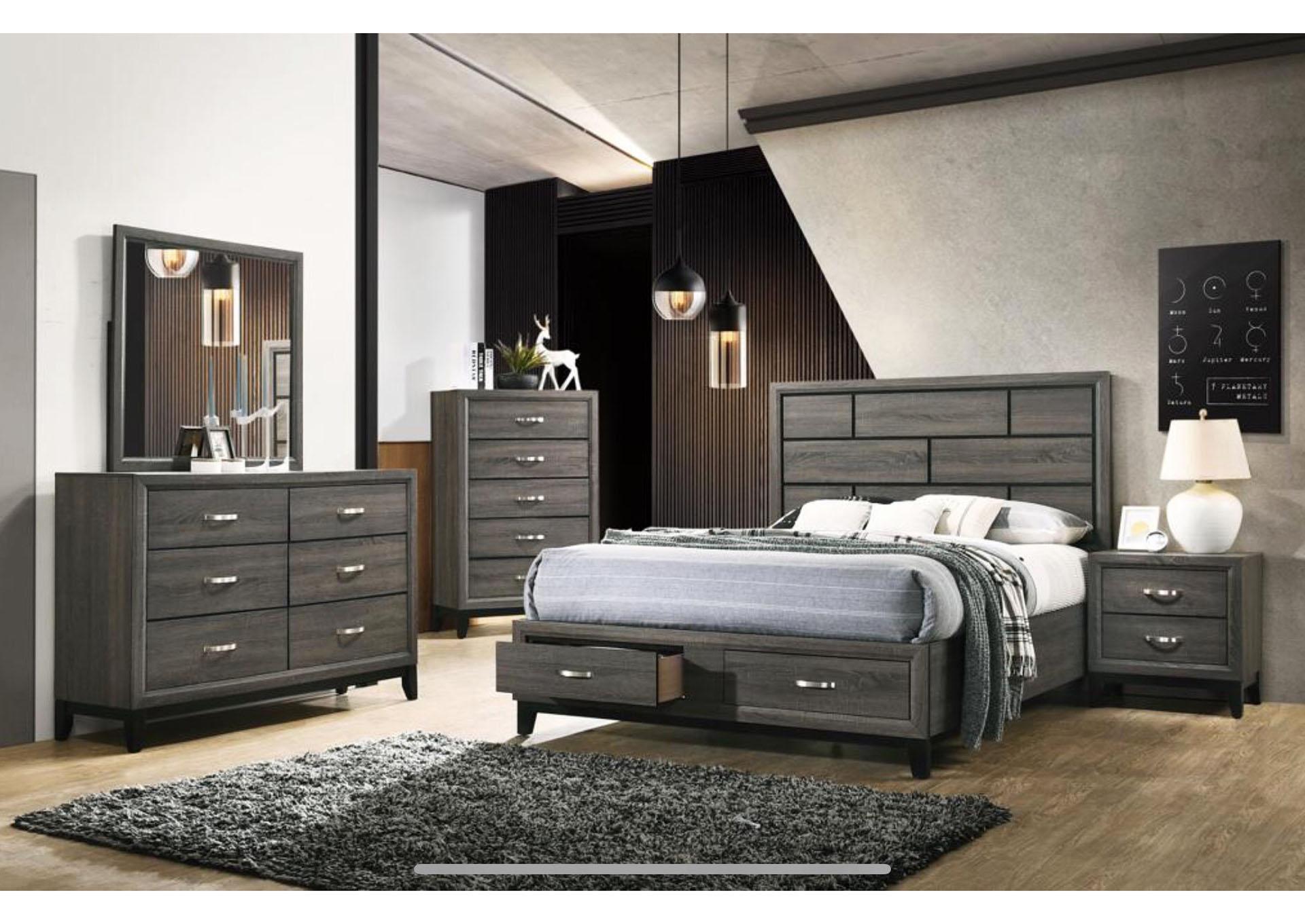 

    
Rustic Gray King Storage Bedroom Set 4 HUDSON  Galaxy Home Contemporary Modern
