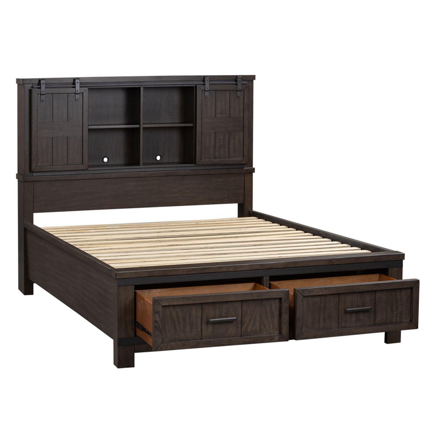 

    
Rustic Gray King Storage Bookcase Bed Thornwood Hills 759-BR Liberty Furniture
