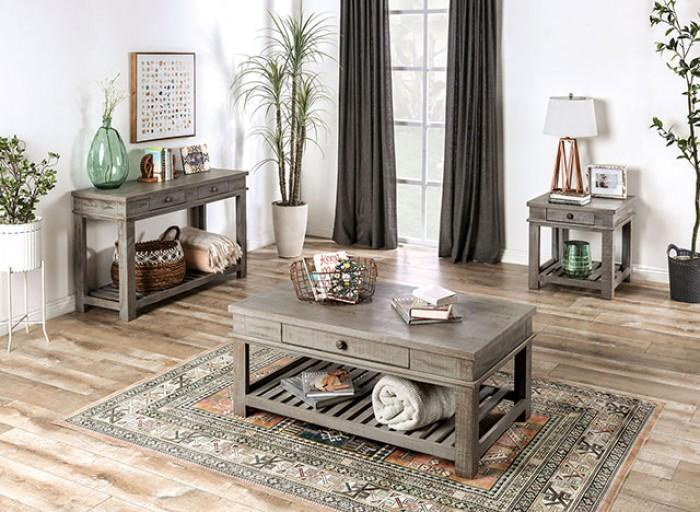 

    
Rustic Gray Solid Wood Brazilian Pine Sofa Table Furniture of America EM4009GY-S McAllen
