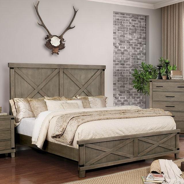 Rustic Panel Bed Bianka California King Panel Bed CM7734GY CM7734GY in Gray 