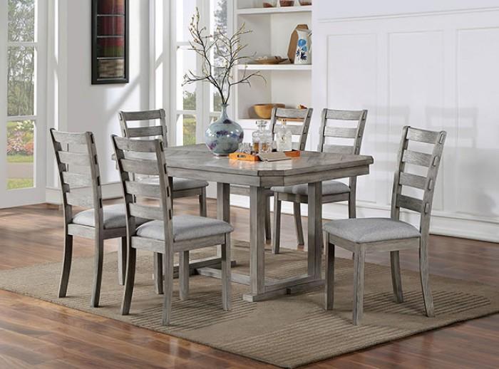 Rustic Dining Room Set Laquila Dining Room Set 7PCS CM3542GY-T-7PCS CM3542GY-T-7PCS in Gray Fabric