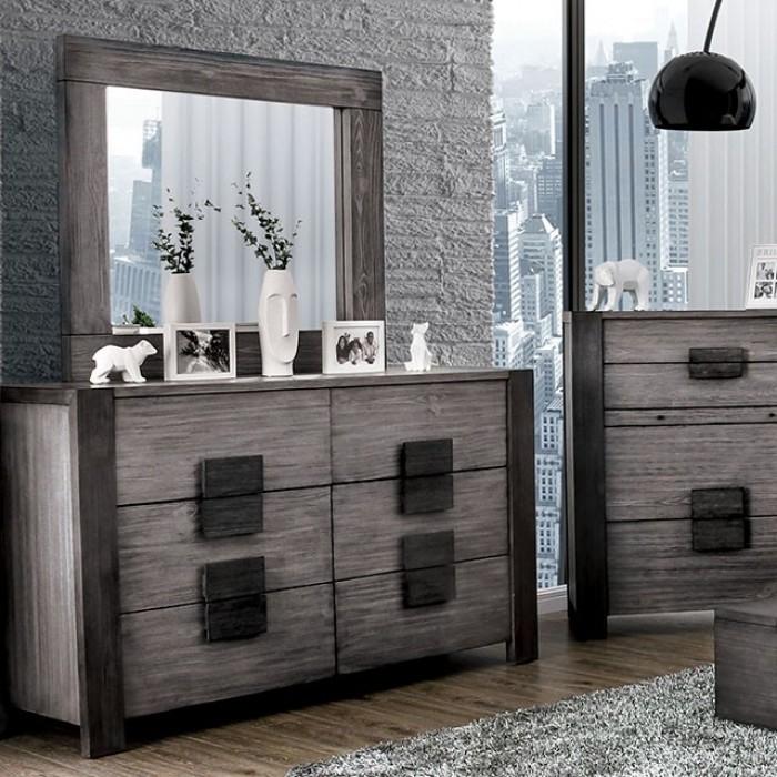 Rustic Dresser With Mirror Janeiro Dresser With Mirror 2PCS CM7628GY-D-2PCS CM7628GY-D-2PCS in Gray 