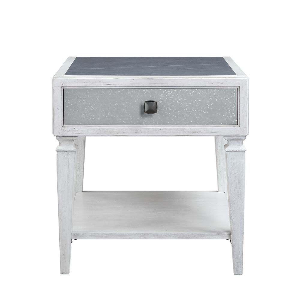 

    
Rustic Gray & Weathered White 2 End Tables by Acme Katia LV01053-2pcs
