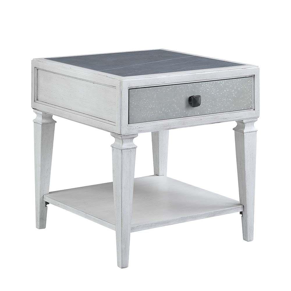 

    
Rustic Gray & Weathered White 2 End Tables by Acme Katia LV01053-2pcs

