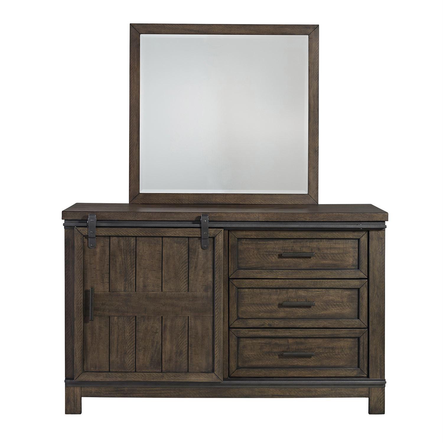 Rustic Dresser With Mirror Thornwood Hills  (759-YBR) Combo Dresser 759-YBR-DM in Gray 
