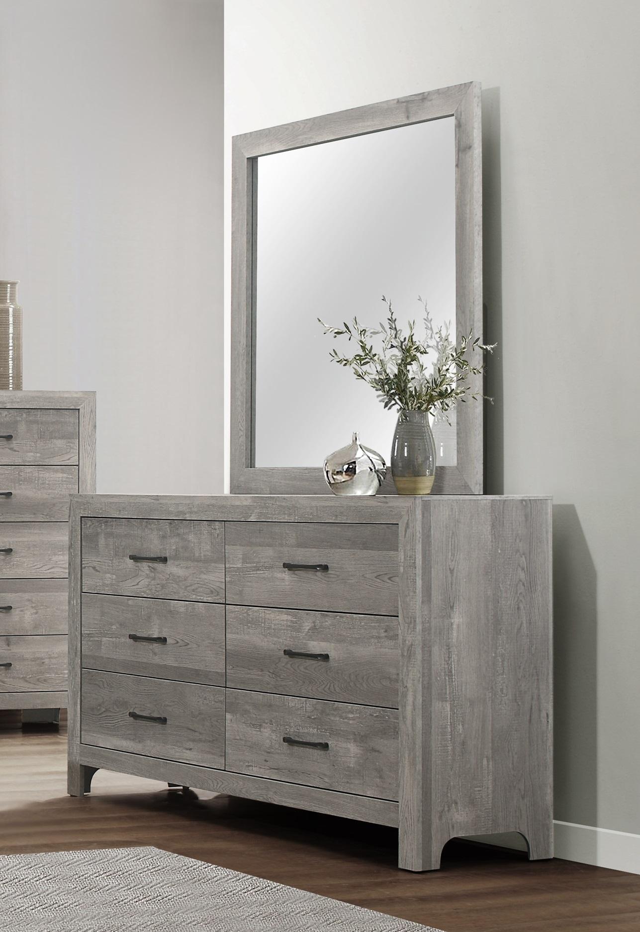 Rustic Dresser w/Mirror 1534GY-5*6-2PC Corbin 1534GY-5*6-2PC in Gray 