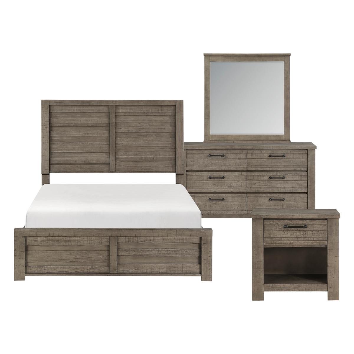 

    
Rustic Gray Wood King Panel Bedroom Set 5PCS Homelegance Longview 1498GYK-1EK-5PCS
