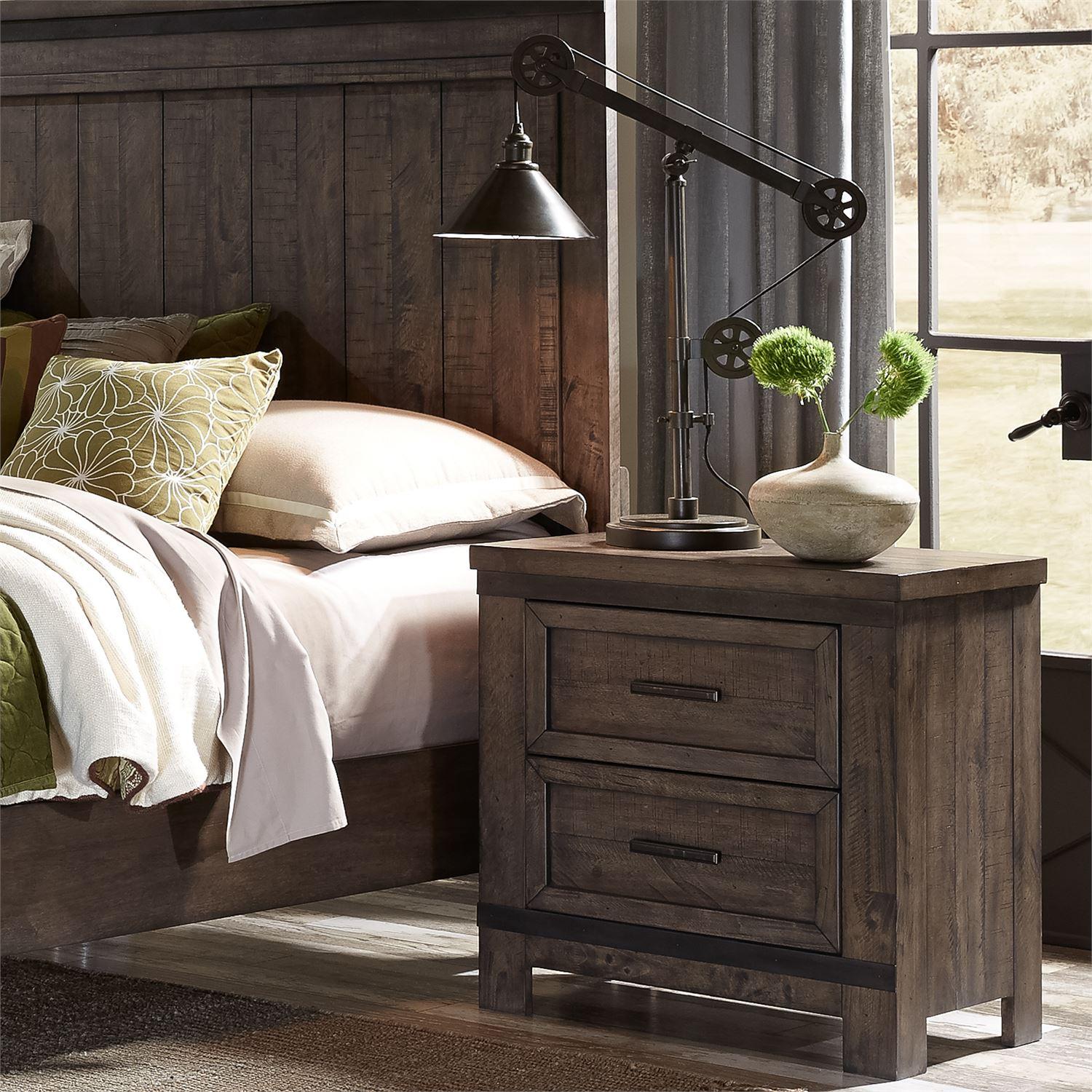 

    
Rustic Gray Wood Nightstand Set 2Pcs Thornwood Hills (759-BR) Liberty Furniture
