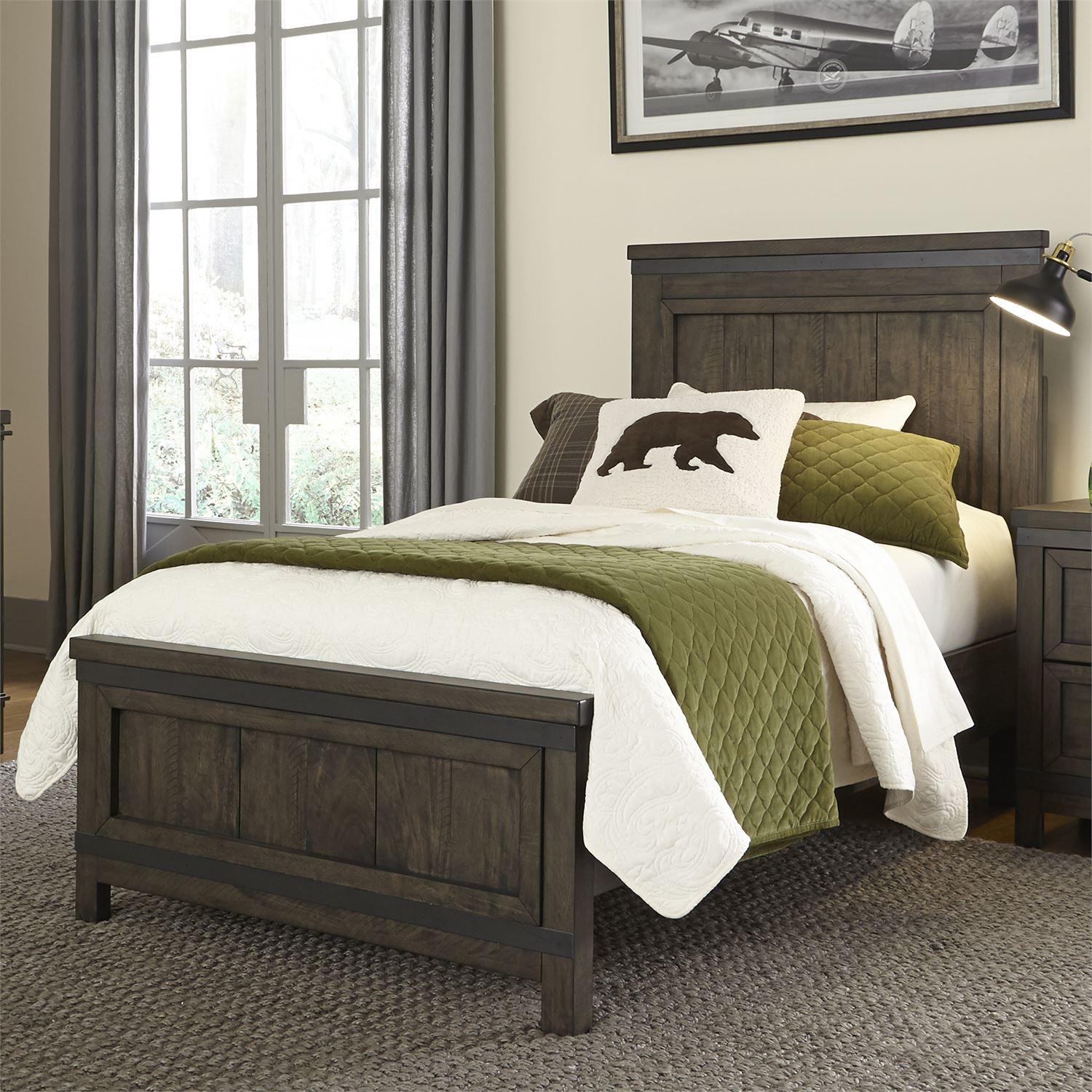 

    
Rustic Gray Twin Panel Bed Thornwood Hills 759-YBR-TPB Liberty Furniture
