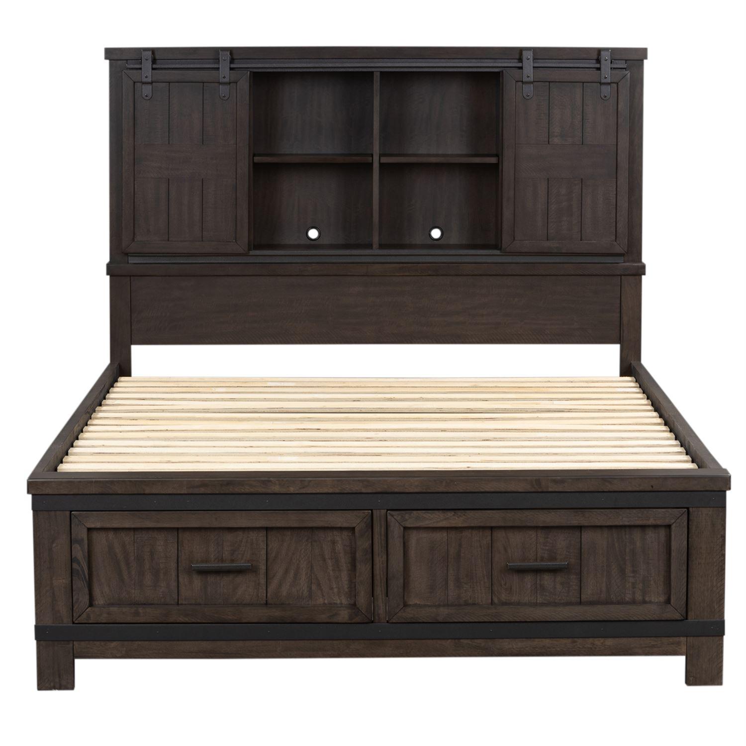 

    
Rustic Gray Queen Storage Bookcase Bed Thornwood Hills 759-BR Liberty Furniture
